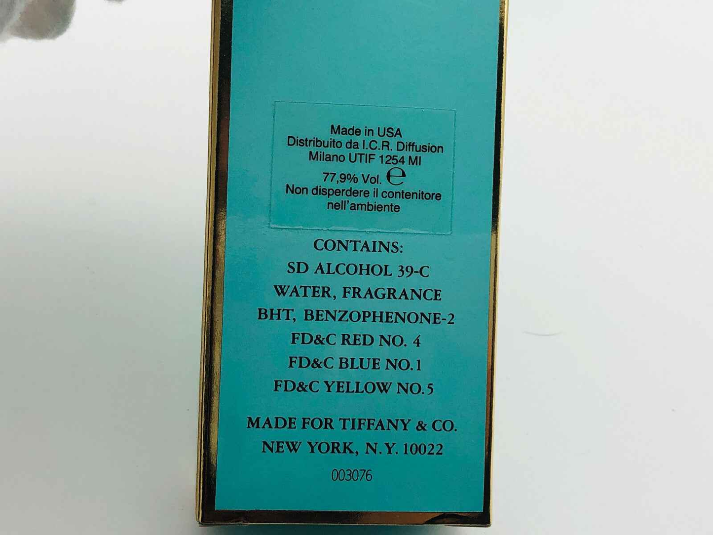 Scatola di profumo Tiffany Donna Vintage con etichetta dettagliata e contenuto di 125 ml