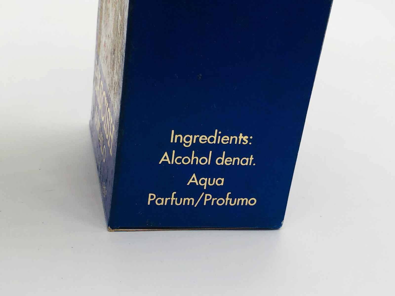 Scatola profumo Veejaga Hascish Sandalo con ingredienti dettagliati sul lato