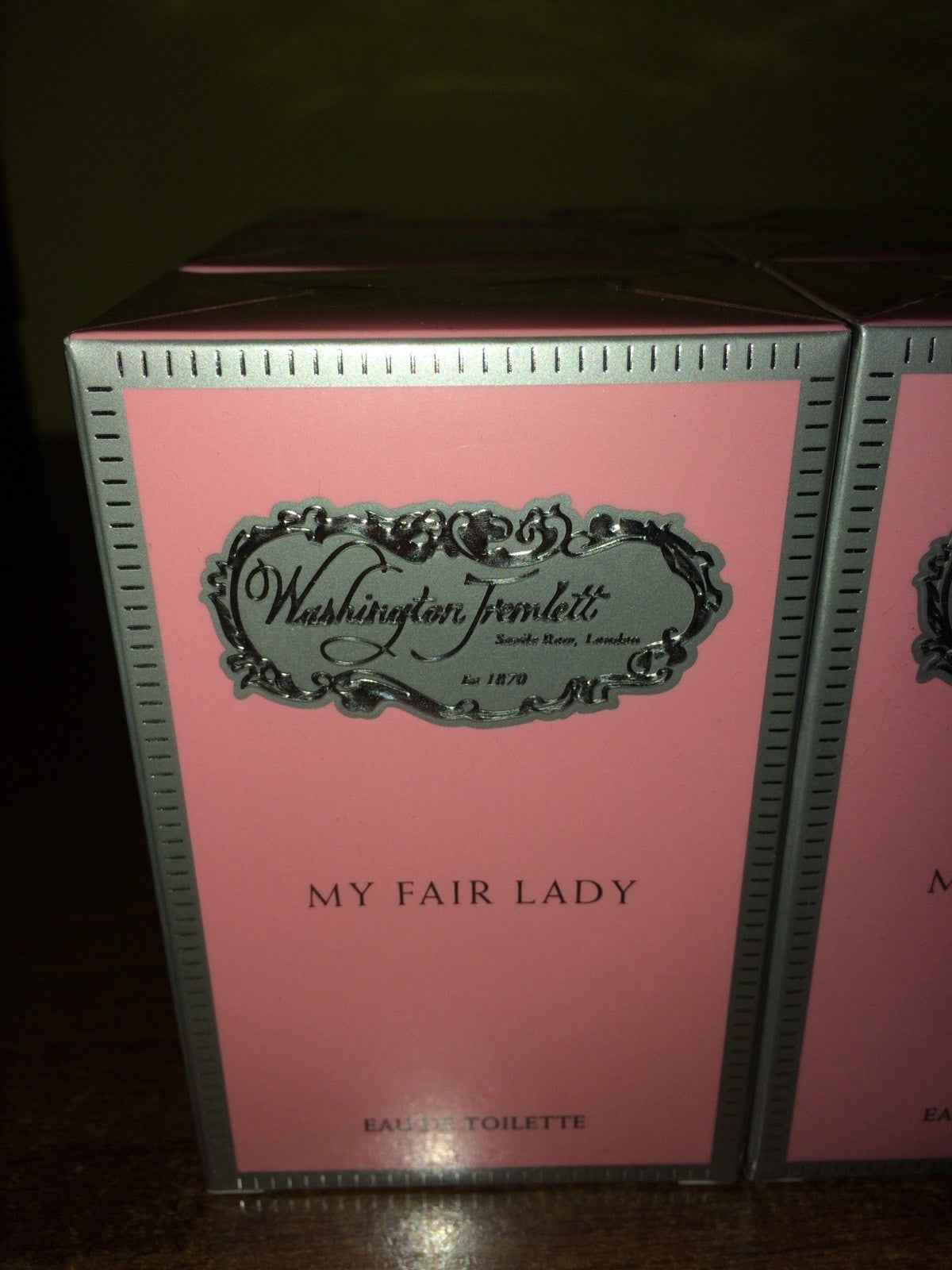 Packaging del profumo Washington Tremlett My Fair Lady in elegante scatola rosa