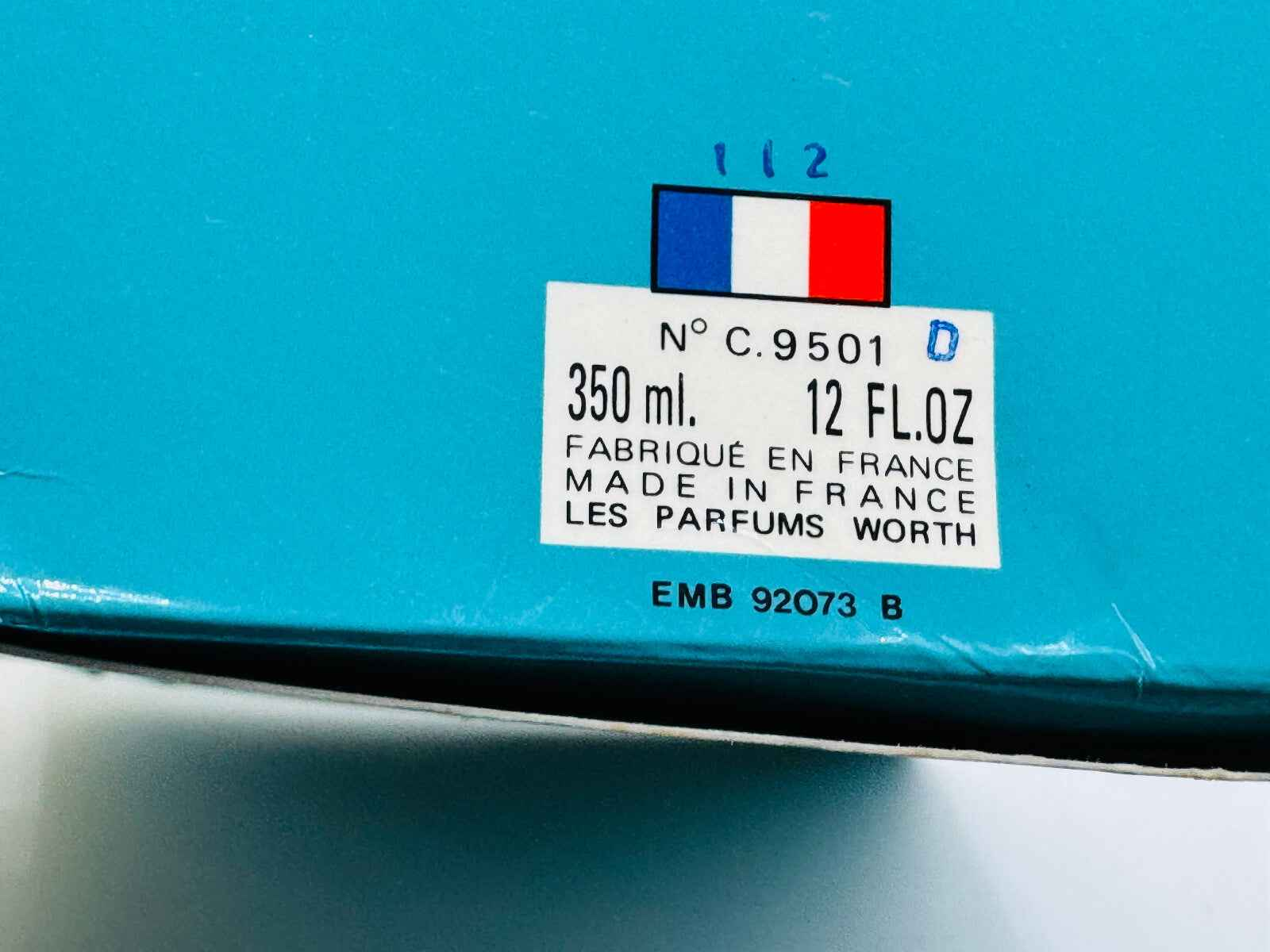 Scatola di profumo Worth Je Reviens Vintage da 350 ml fabbricata in Francia