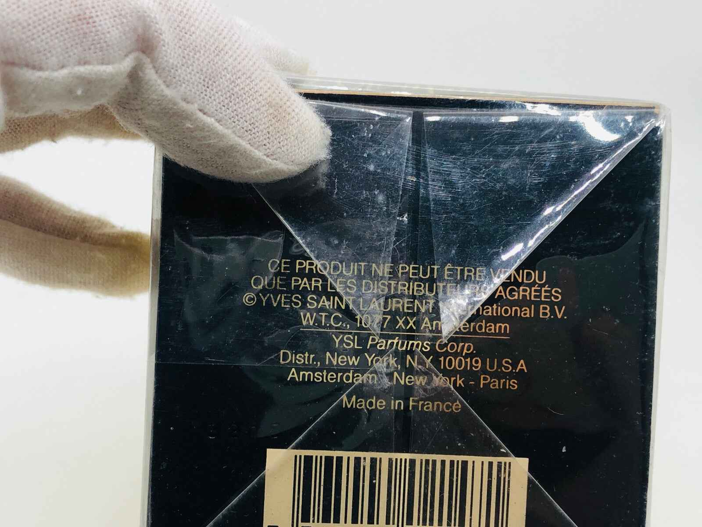 Confezione di Champagne Ysl Vintage con dettagli in francese sul retro per amanti del profumo