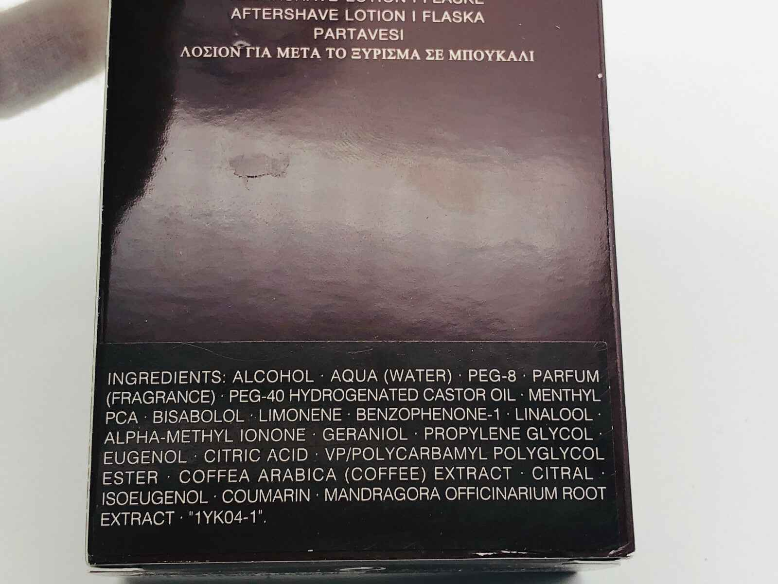 M7 Ysl Vintage Aftershave Lotion in elegant packaging with ingredient list on the back side