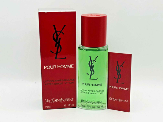 Ysl Pour Homme Vintage, lozione dopobarba da 100 ml con packaging classico di Yves Saint Laurent
