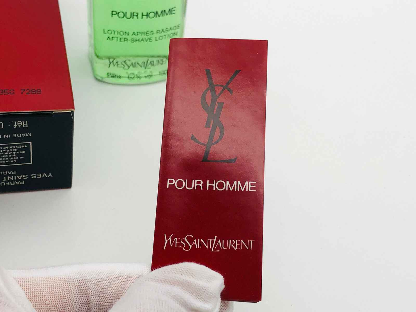 Campione del profumo Ysl Pour Homme Vintage con descrizione e logo di Yves Saint Laurent