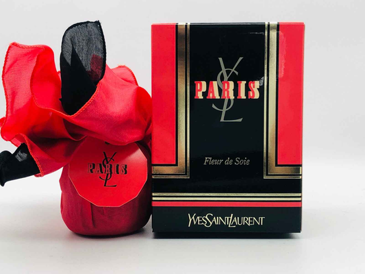 Profumo Vintage Ysl Paris in confezione rossa con nastro nero elegante per un profumo raffinato