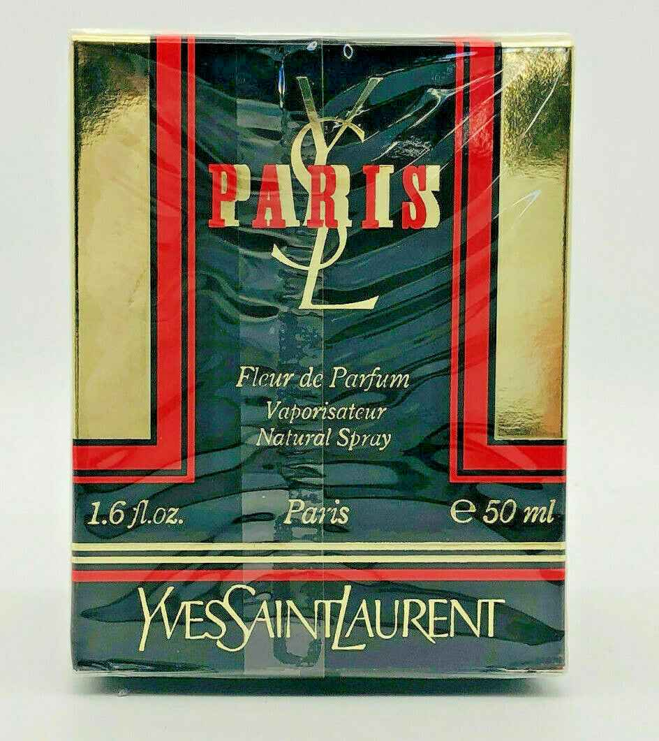 Confezione di profumo YSL Paris Vintage da 50 ml con design elegante e dettagli dorati