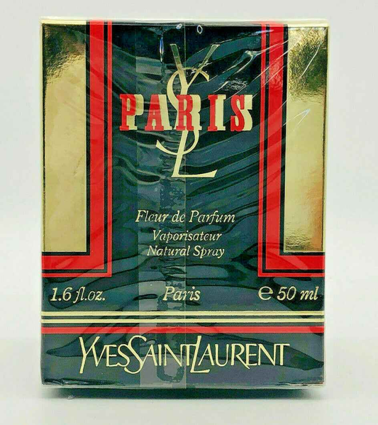 Confezione di profumo YSL Paris Vintage da 50 ml con design elegante e dettagli dorati