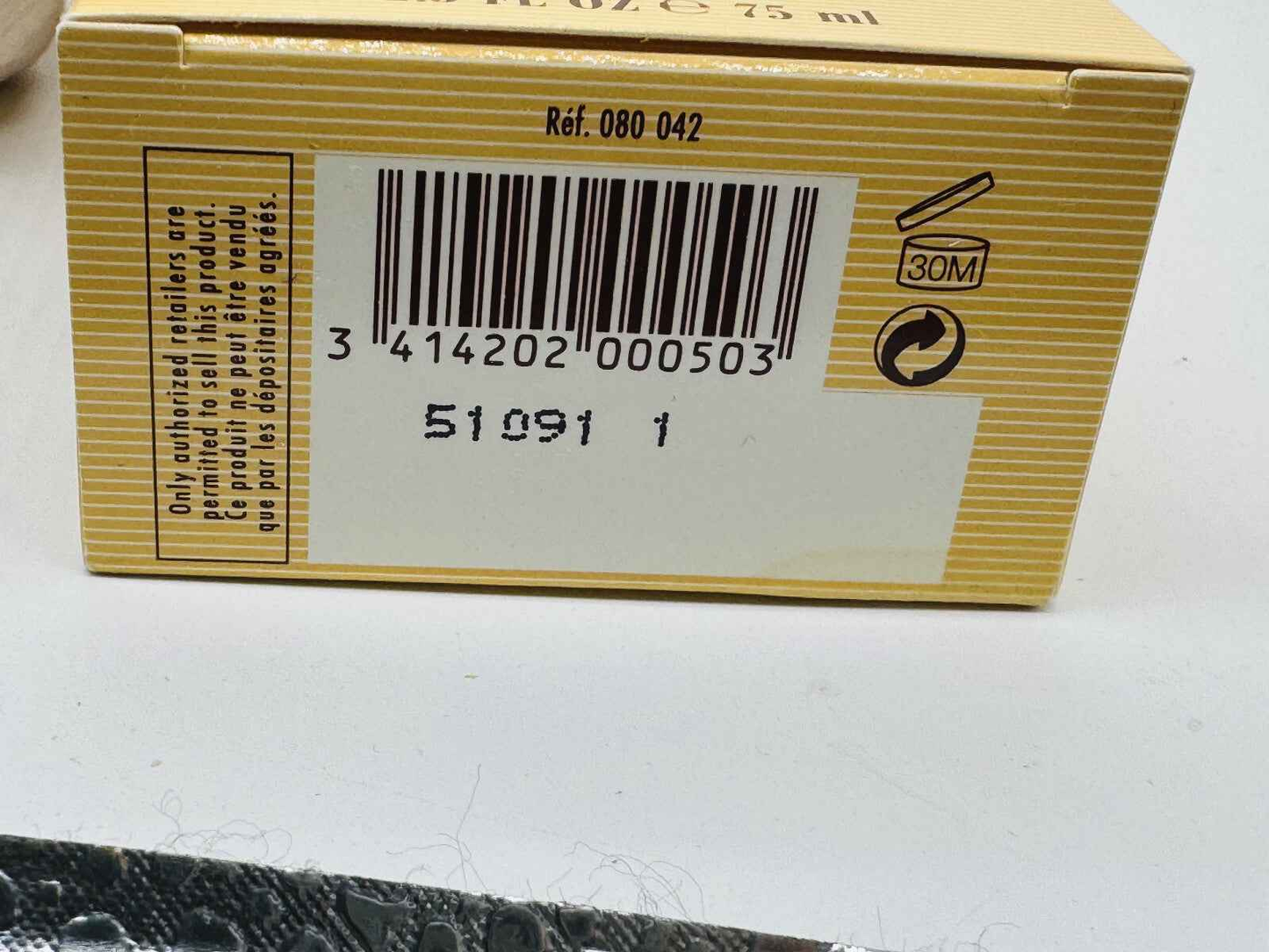 Scatola del profumo Zino Davidoff Vintage da 75 ml con codice a barre sul lato