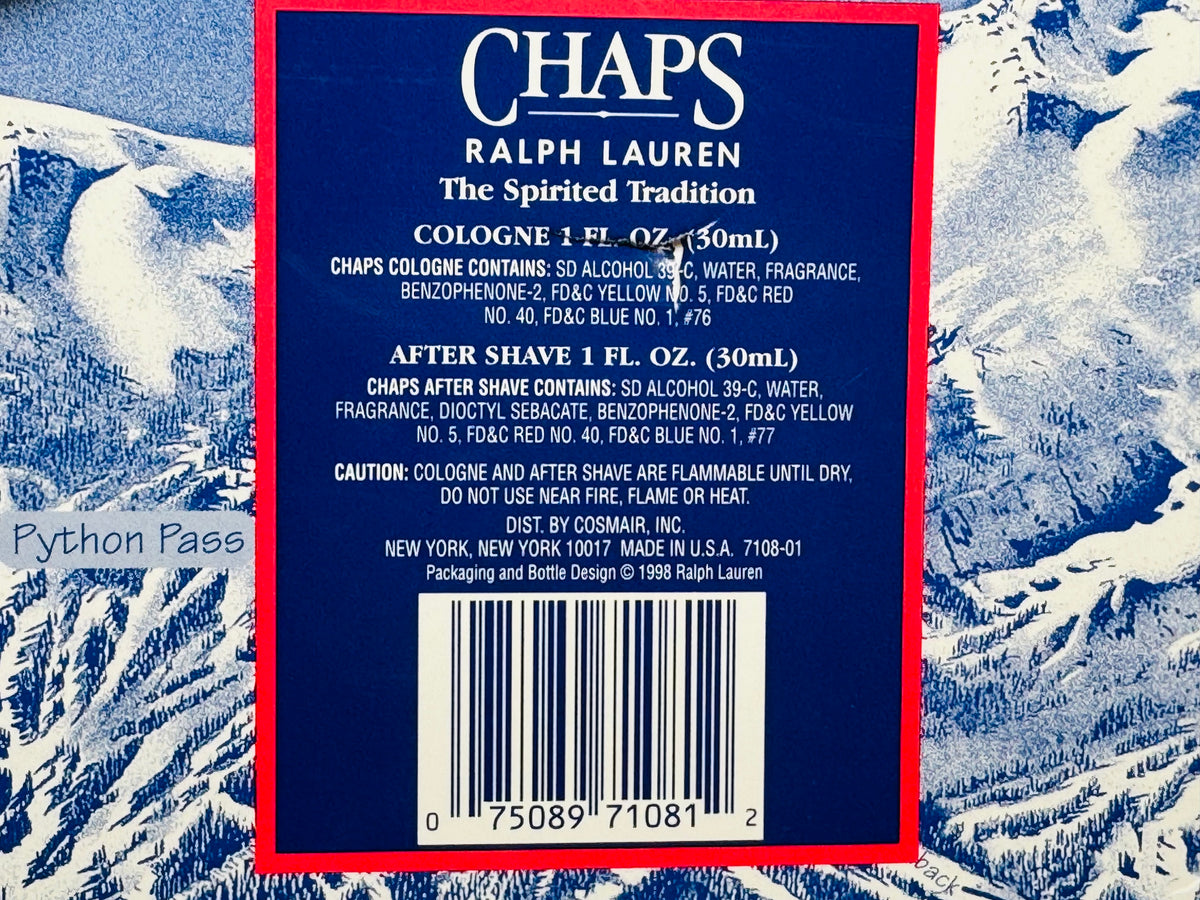 RALPH LAUREN CHAPS Profumo Vintage Set Cologne 30 ml + After Shave Uomo Cosmair raro