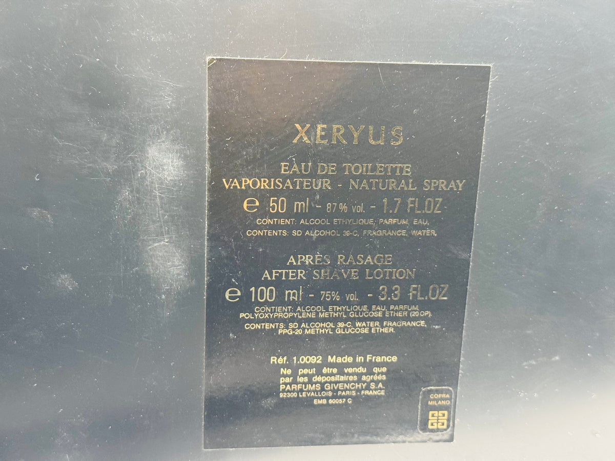 GIVENCHY XERYUS 50 ml Spray Coffret Profumo VINTAGE eau de toilette + after shave 100 ml dopobarba Edt Cofanetto Regalo