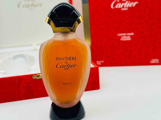Profumo Vintage PANTHERE CARTIER Parfum 50 ml Coffret Moire Estratto Extrait + perfumed powder