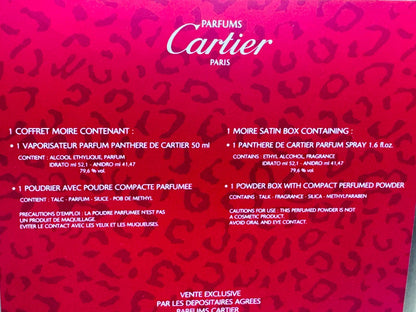 Profumo Vintage PANTHERE CARTIER Parfum 50 ml Coffret Moire Estratto Extrait + perfumed powder