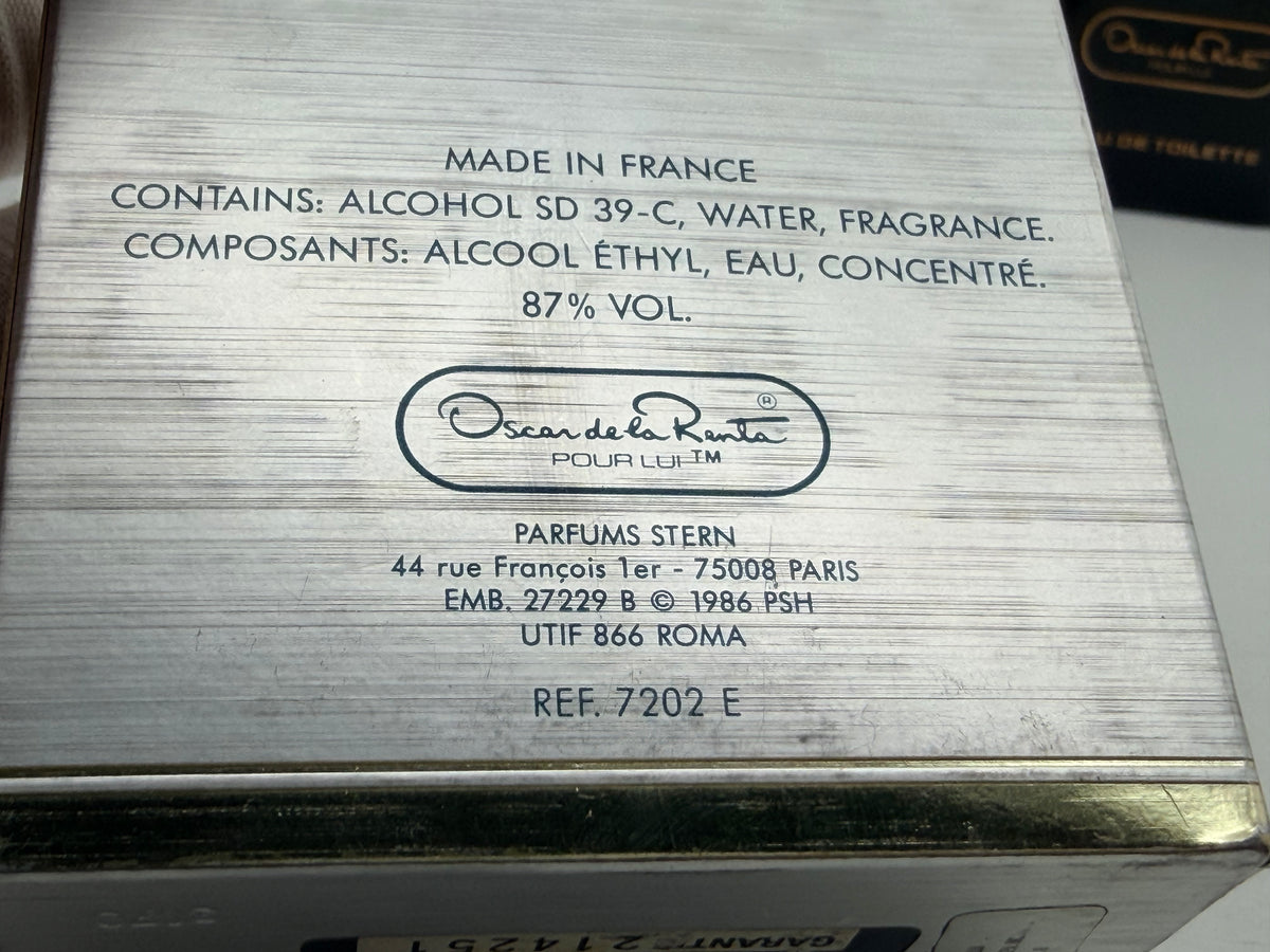 Oscar De La Renta Pour Lui Profumo VINTAGE Splash 60 ml eau de toilette homme Uomo Raro Discontinued '80s