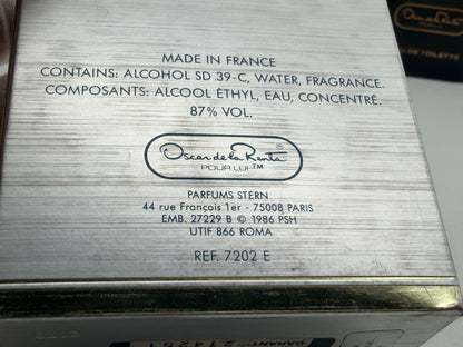 Oscar De La Renta Pour Lui Profumo VINTAGE Splash 60 ml eau de toilette homme Uomo Raro Discontinued '80s
