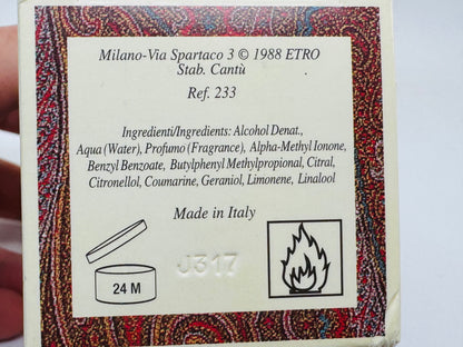 ETRO SANDALO Parfum 100 ml VINTAGE edc spray Première édition Eau De Cologne années 90 