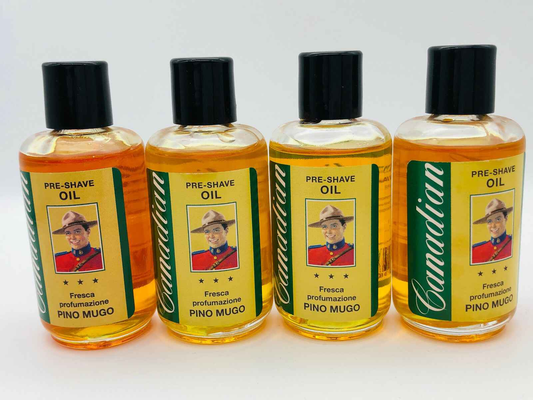 STOCK 4 pezzi CANADIAN PINO MUGO PRE SHAVE OIL VINTAGE OLIO PRE BARBA 50 ml WET