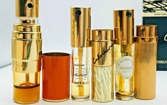 3X VUOTI EMPTY PARFUM EXTRAIT REFILLABLE ADAM GRES MOLYNEAUX VINTAGE profumo