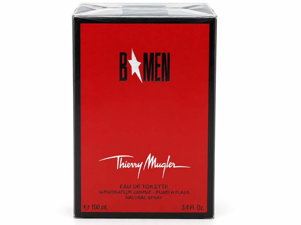 THIERRY MUGLER B MEN PROFUMO VINTAGE 100 ml EDT SPRAY Sealed RUBBER FLASK Homme B*