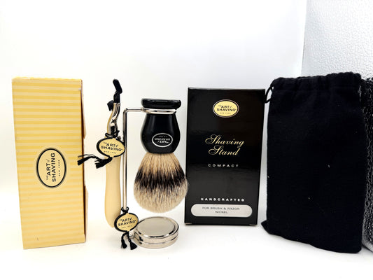 Set Art Of Shaving Brush Razor Stand Wet Razor Brush Silvertip Badger Luxury