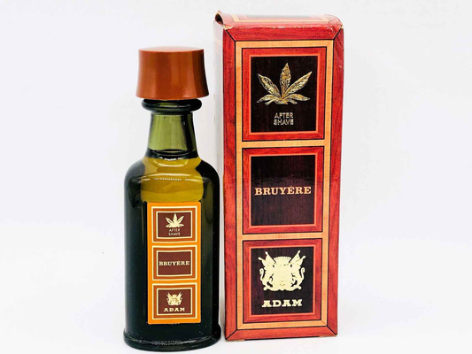 Aftershave Adam Bruyere Vintage in bottiglia con scatola elegante e tappo in legno