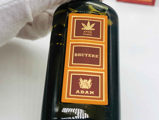 Aftershave Adam Bruyere Vintage in bottiglia elegante con etichetta distintiva