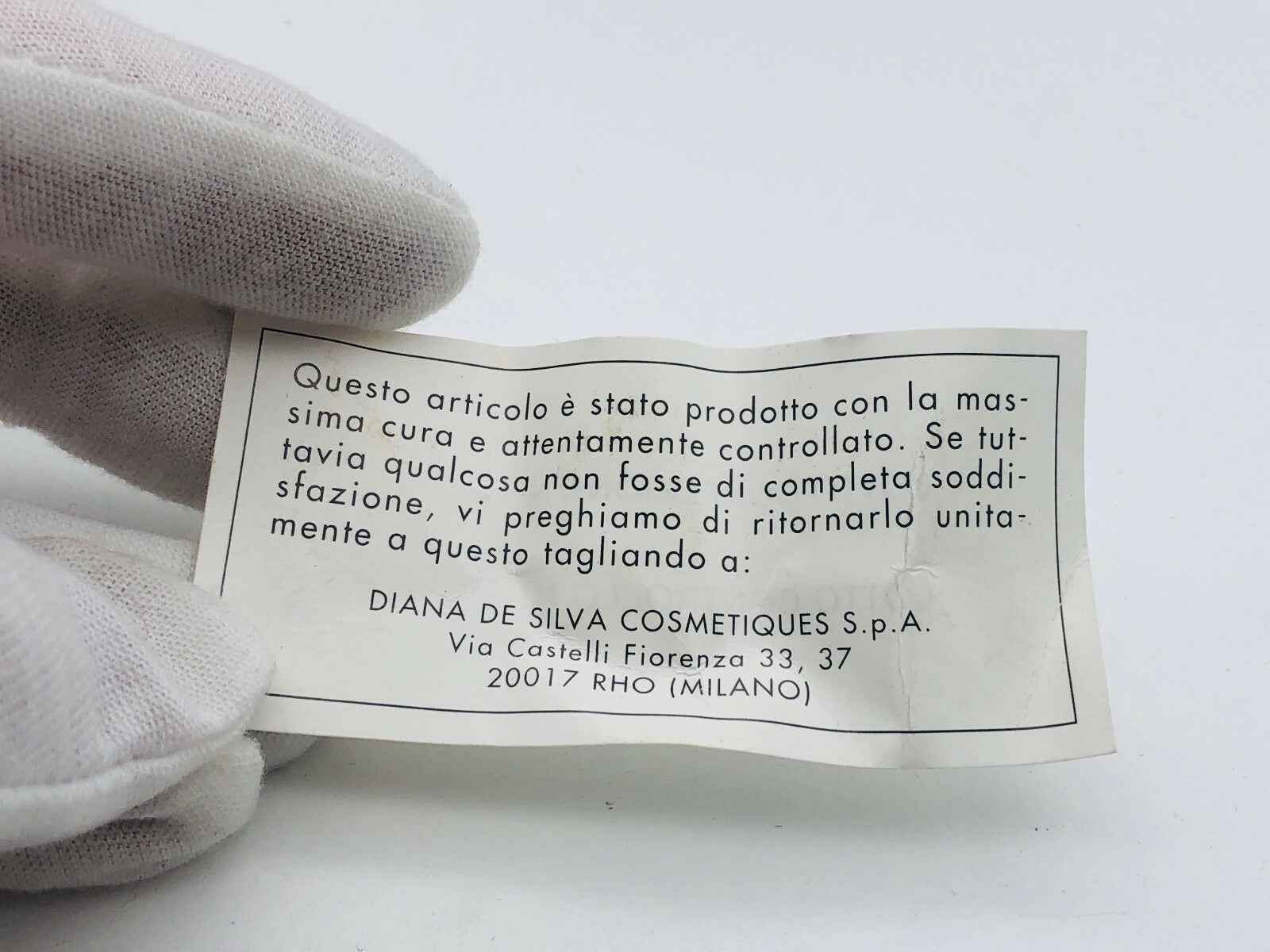 Etichetta di controllo per il profumo Allegri Vintage donna di DIANA DE SILVA con dettagli sull'azienda