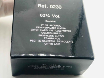 Angelo Litrico Uomo Vintage profumo in bottiglia con ingredienti e dettagli sul retro della confezione