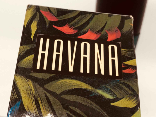 Scatola del profumo Aramis Havana Vintage con design elegante e colori vivaci