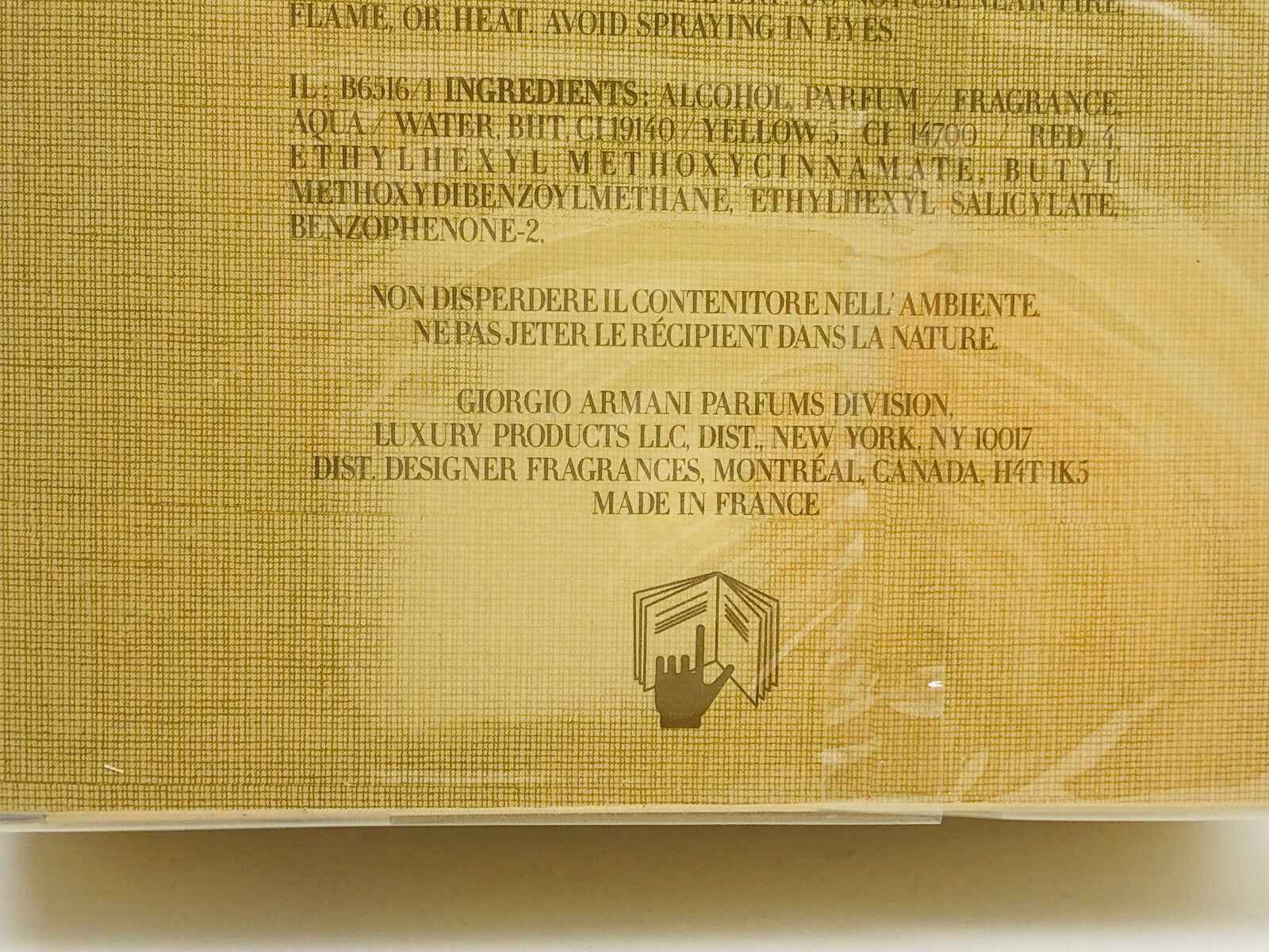 Profumo Armani Sensi Vintage con fragranze uniche, elegante confezione in oro per collezionisti