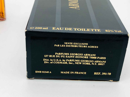 Scatola di profumo Vintage Armani da 200 ml in edizione esclusiva, Eau de Toilette di alta qualità