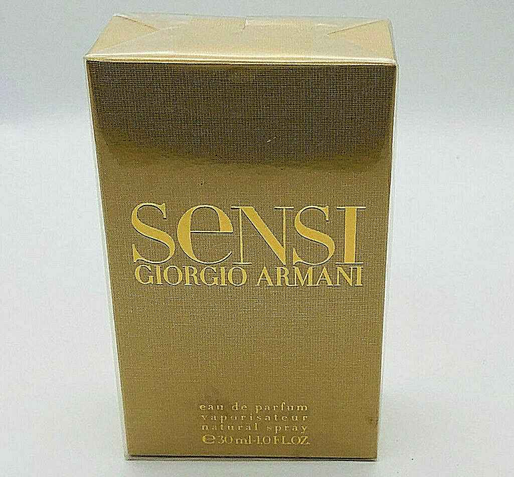 Scatola di profumo Armani Sensi con design elegante in oro da 30 ml
