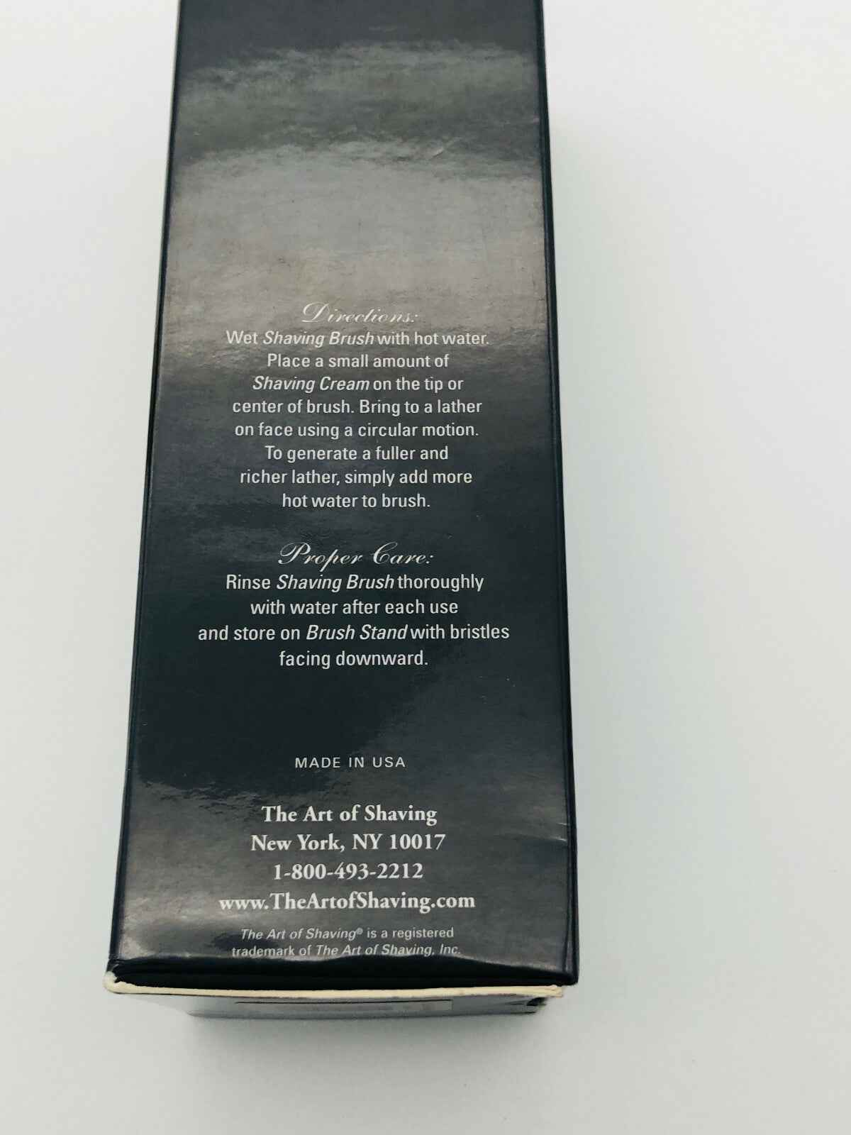 Scatola del Pennello Tasso Fine Badger della Art Of Shaving, istruzioni dettagliate per l'uso e la cura