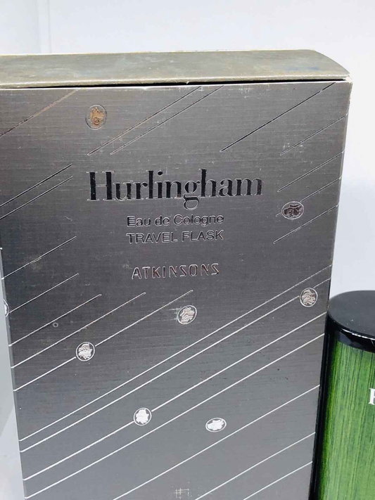 Scatola di Atkinsons Hurlingham Vintage Eau de Cologne in un elegante flacone da viaggio