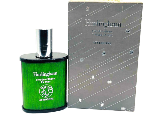 Colonia Atkinsons Hurlingham Vintage con flacone verde e scatola decorativa in argento