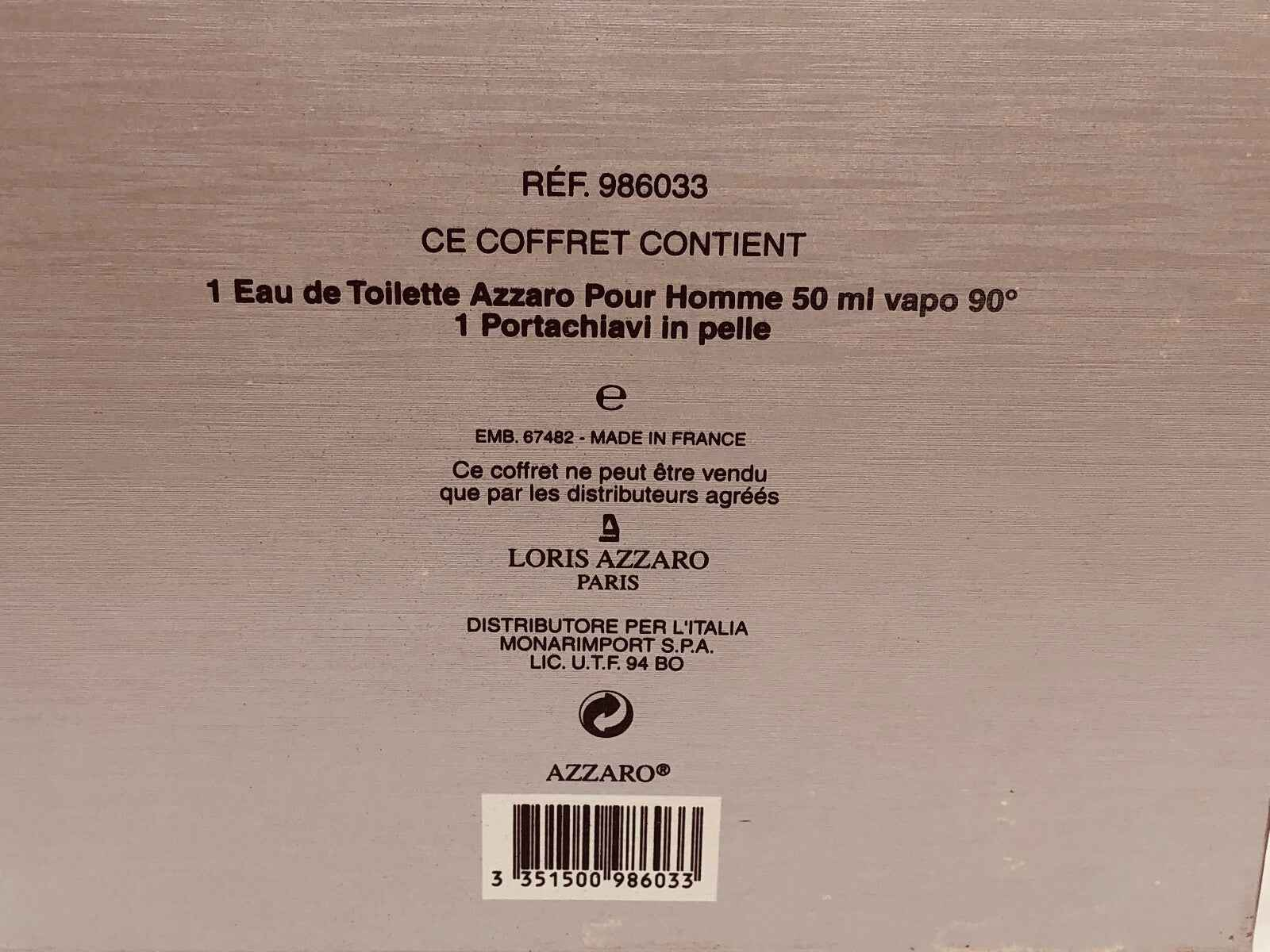 Coffret Azzaro Pour Homme profumo vintage con Eau de Toilette da 50 ml e portachiavi in pelle