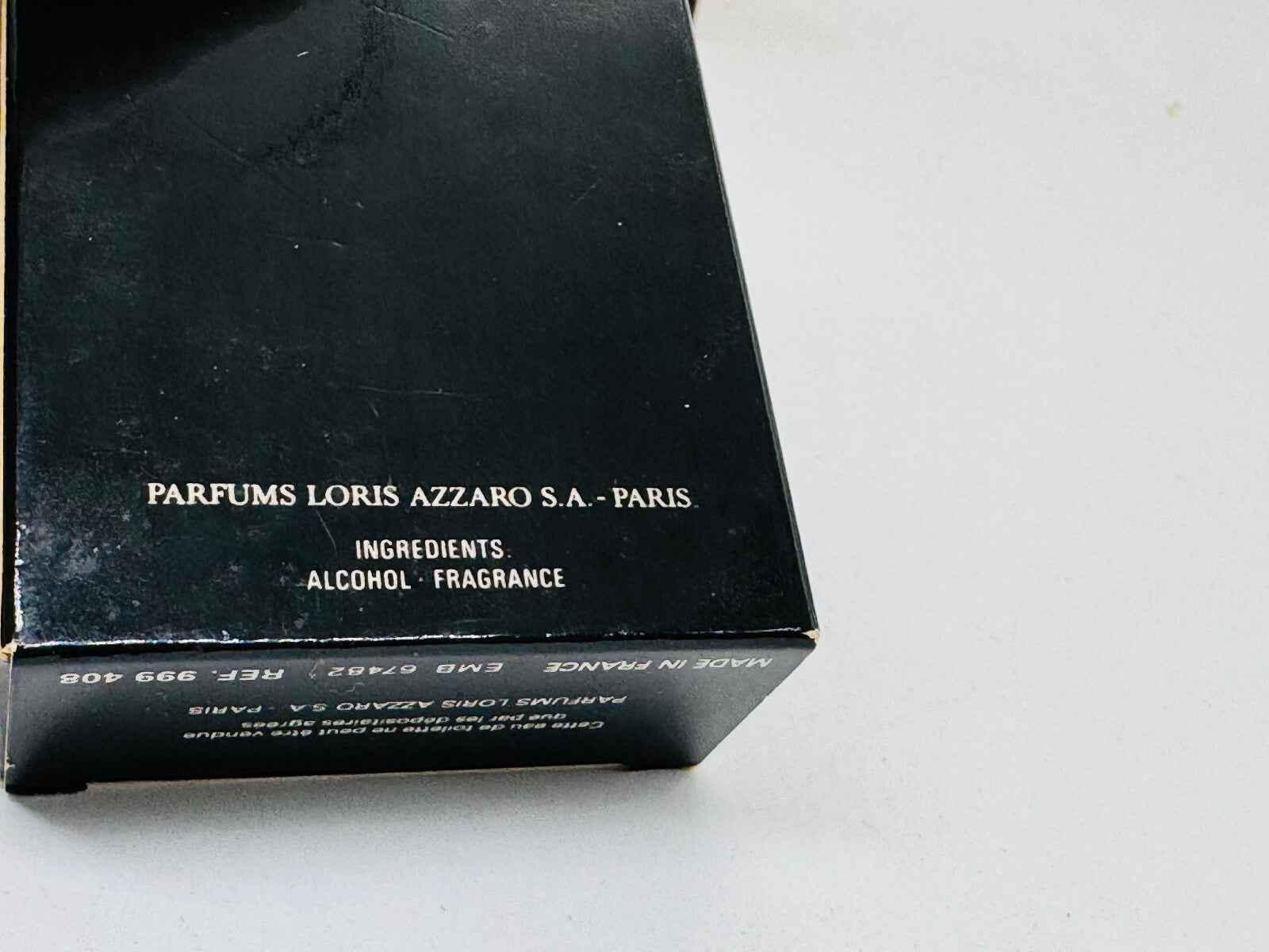 Scatola del Profumo Azzaro Pour Homme Vintage con dettagli sugli ingredienti e logo Azzaro