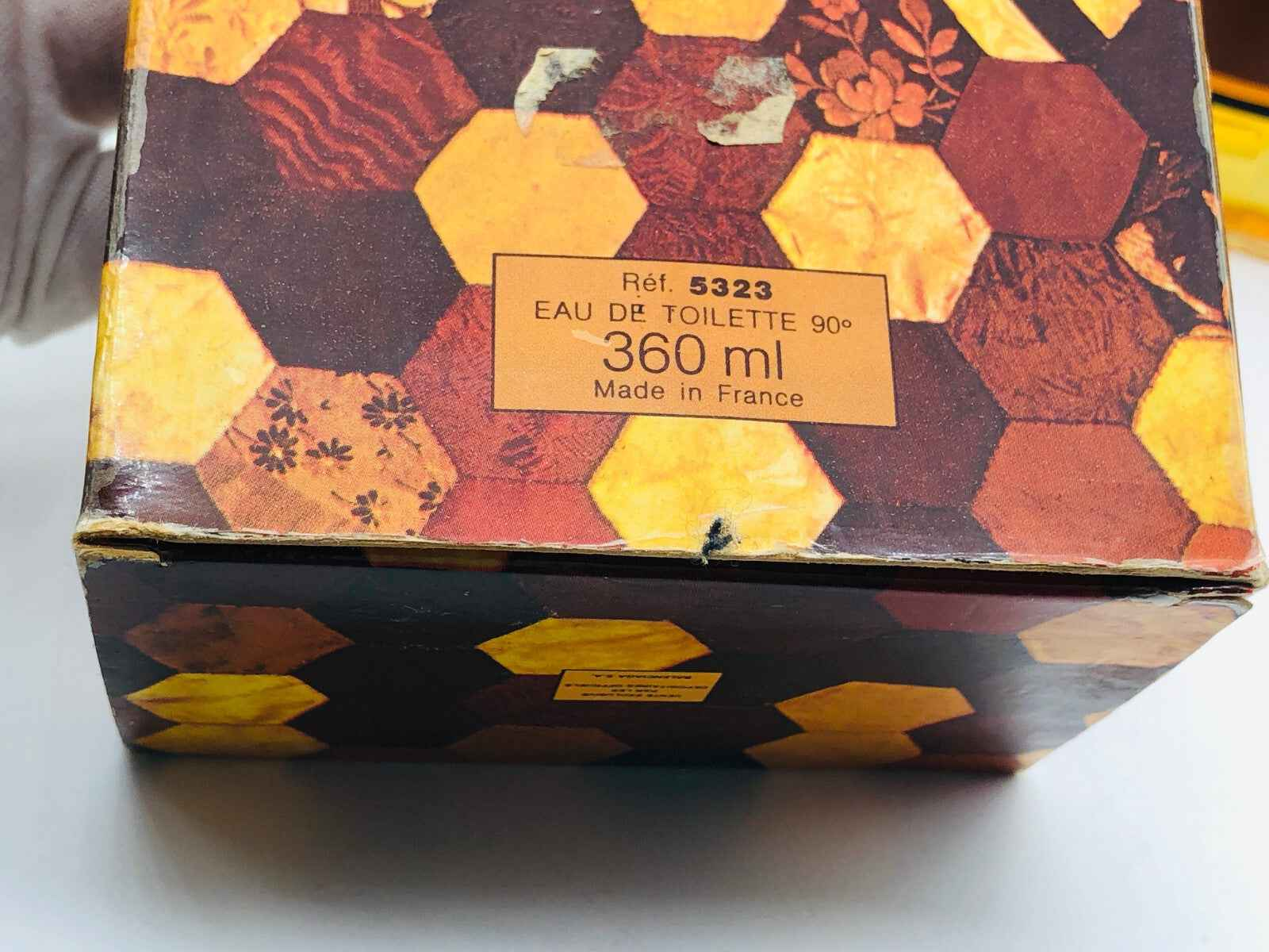 Scatola vintage Balenciaga Ho Hang con design esagonale, Eau de Toilette 360 ml, made in France