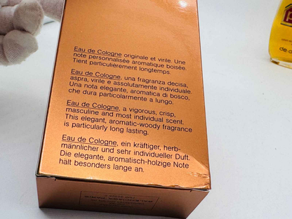 Scatola di Eau de Cologne con descrizioni in diverse lingue per Balenciaga Portos Vintage