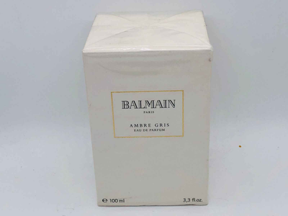 Scatola di profumo Balmain Ambre Gris Vintage da 100 ml in elegante packaging bianco