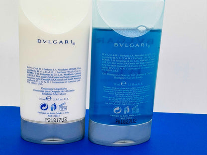 Bulgari Blu Pour Homme Eau de Toilette e gel per doccia, elegante packaging blu e bianco da 75 ml