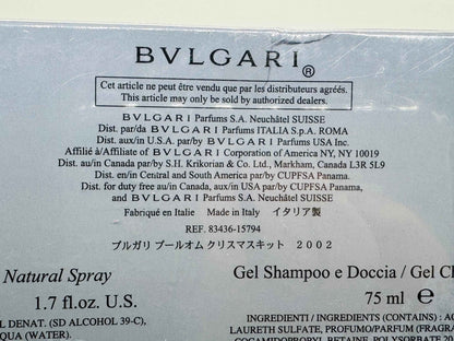 Etichetta del Bulgari Pour Homme Vintage con dettagli su ingredienti e uso del prodotto