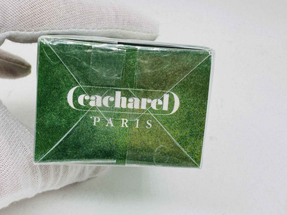 Scatola di profumo Eden Cacharel Vintage con design verde elegante e logo distintivo di Cacharel