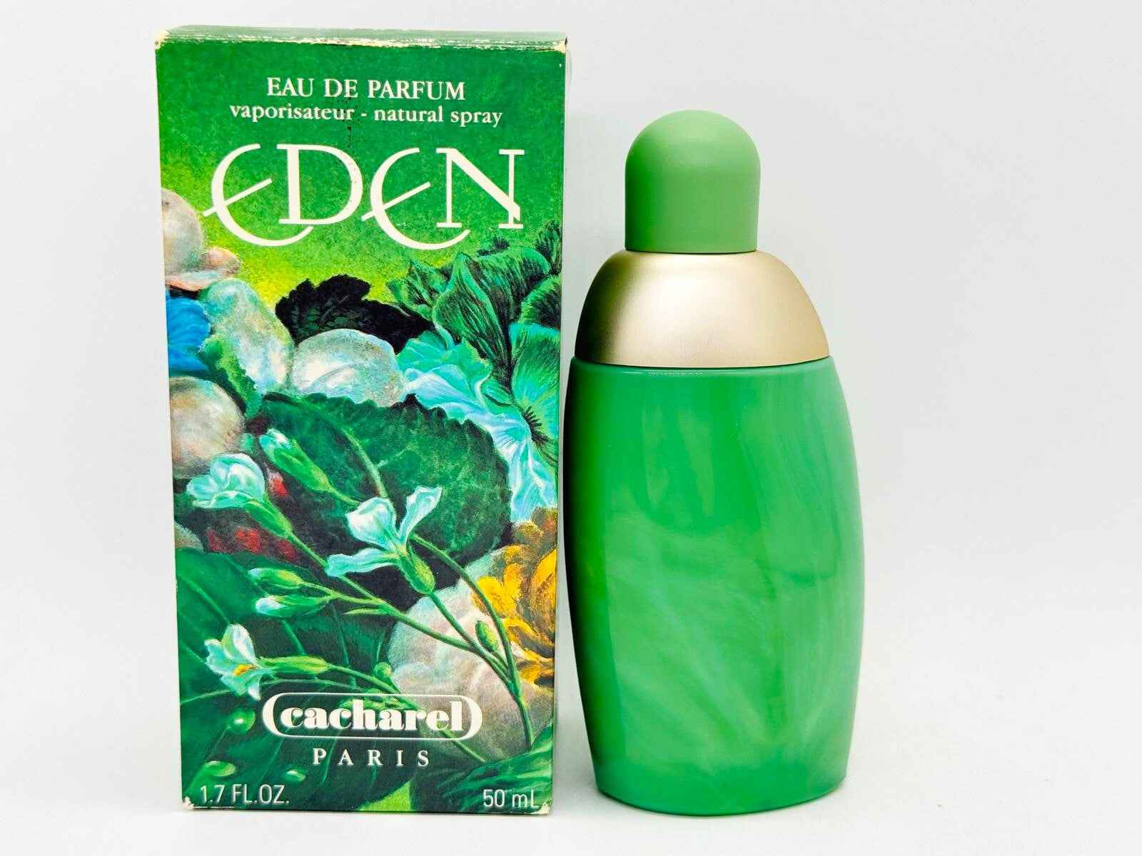Profumo Eden Cacharel Vintage in flacone verde con confezione originale e design floreale