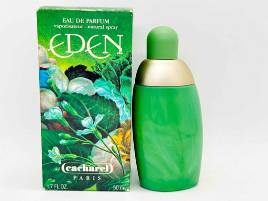 Profumo Eden Cacharel Vintage in flacone verde con confezione originale e design floreale