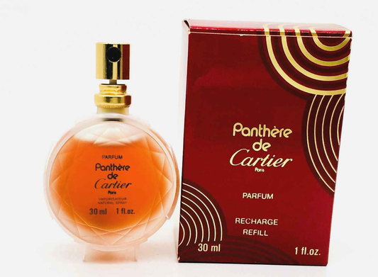 Flacone di profumo Panthère Cartier Parfum Vintage da 30 ml con confezione rossa