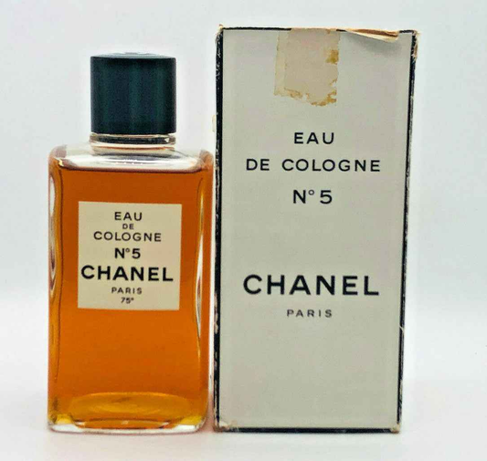 Profumo Chanel N 5 Vintage in bottiglia da 75 ml con scatola originale in bianco e nero