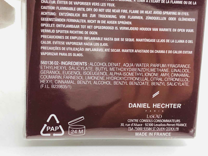 Packaging del profumo Daniel Hechter Caractere con ingredienti e informazioni sul prodotto