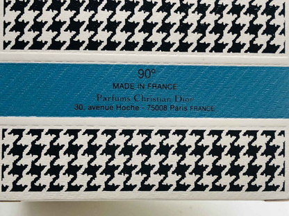 Scatola vintage di profumo Dior Diorella Vintage con design a zigzag e dettagli in blu