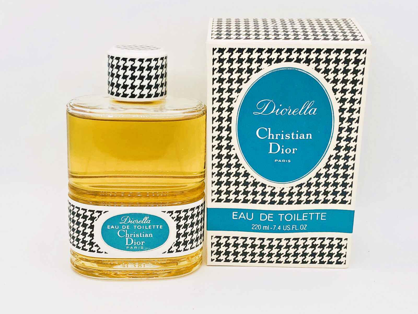 Profumo Dior Diorella Vintage in flacone da 220 ml con confezione a motivo scozzese