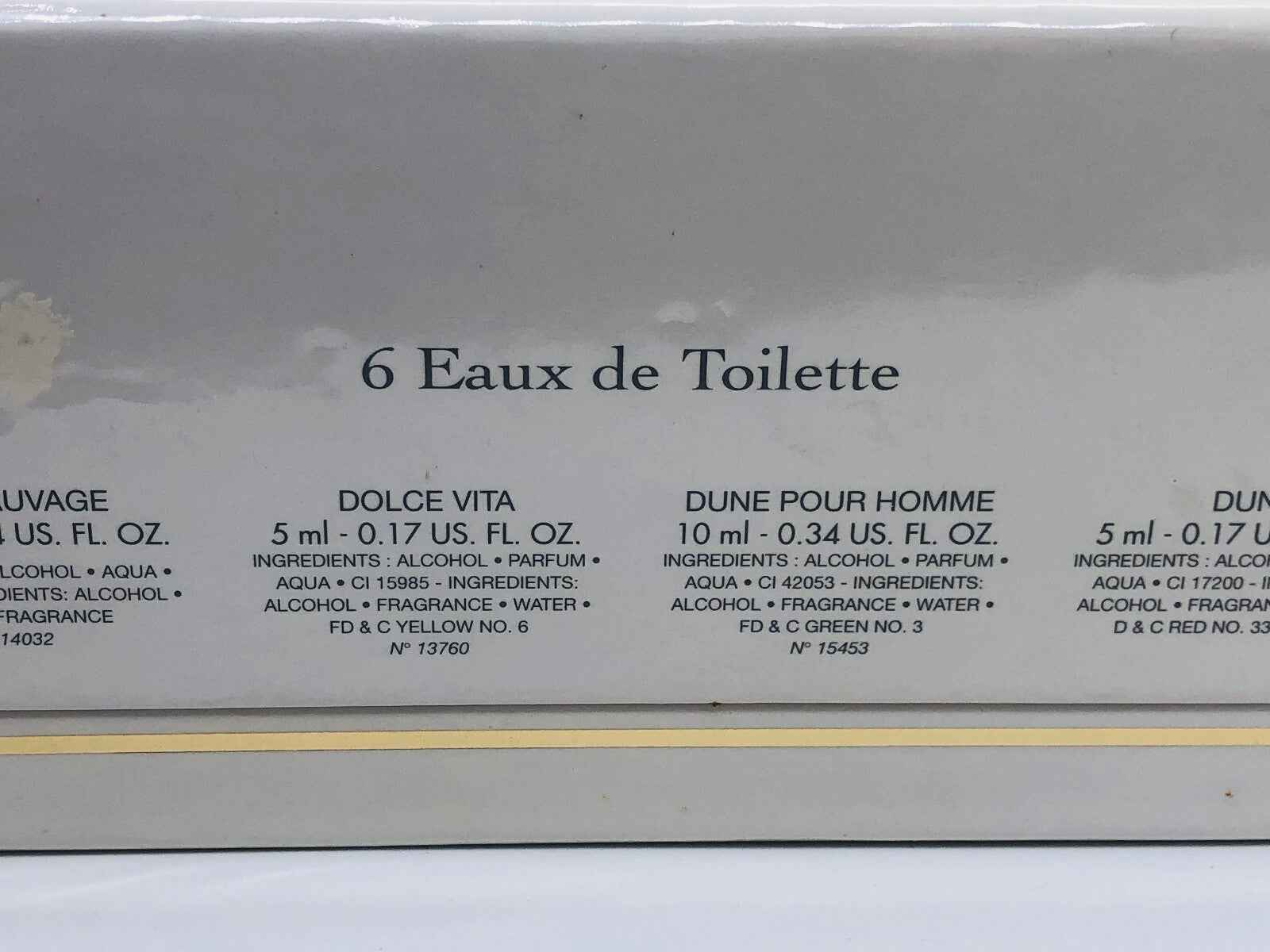 Set di 6 Eau de Toilette ScentX inclusi Dolce Vita e Dune Pour Homme, in confezione elegante per ogni occasione
